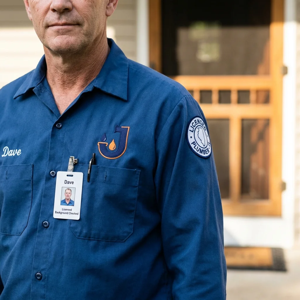 Licensed plumber showing ID badge in Sioux Falls, SD