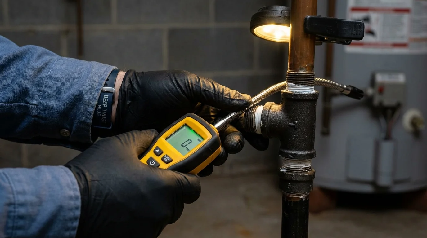 Gas leak detection with electronic sniffer by Johns Plumbing LLC in Sioux Falls